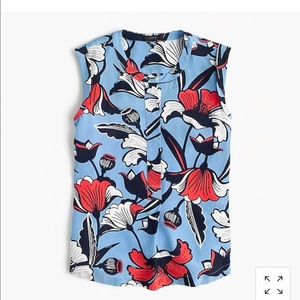 J Crew sleeveless silk shirt in Deco Floral -NWT